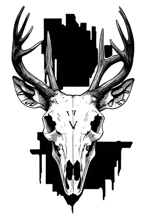 Whitetail Deer Skull With Roman Numerals