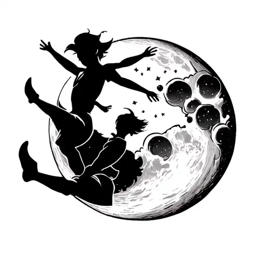 Peter Pan Flying Moon Surrounded