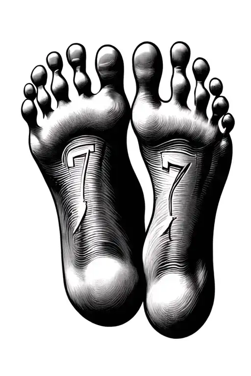 Baby Foot Print And Triple 7S