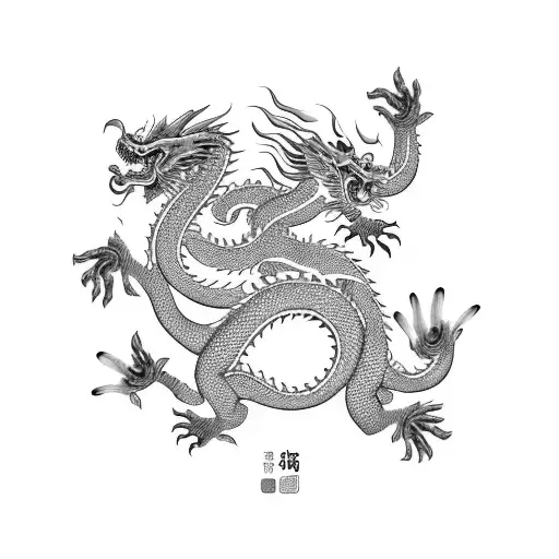 Chinese Dragon Holding Yin And Yang Sign