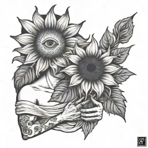 Ghost Holding A Bloomed Sunflower