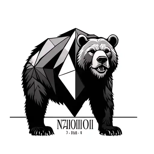 Geometric Bear With Roman Numerals Beneath It