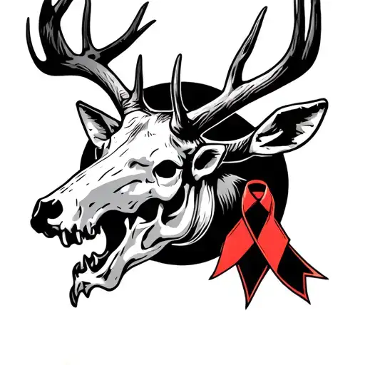 Fierce Buck Skull With Leukemia Ribbon