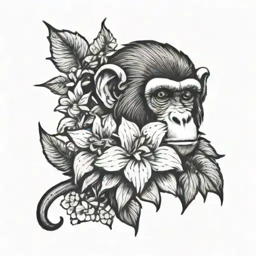 Monkey And Flower Bouquet