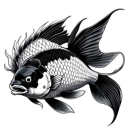 Japanese Traditional Koi Fish Tattoo Using Hatch Shading