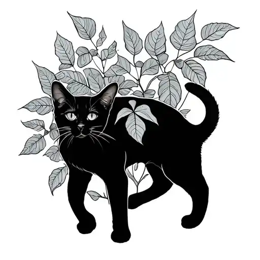 Cat Outline With Poison Ivy Behind It