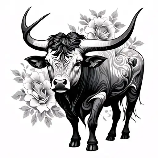 Taurus Bull And Floral Patterns