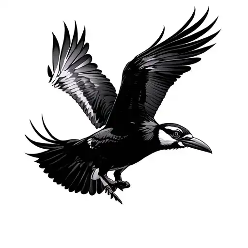 Kookaburra And Black Cockatoo Flying