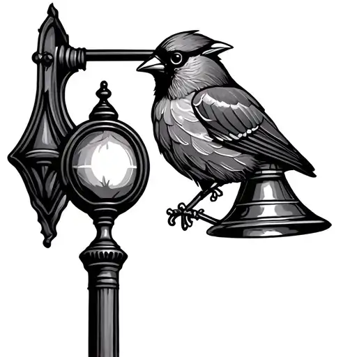 American Traditional Vintage Lamp With Cardinal