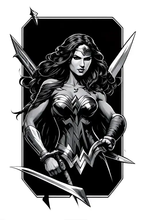 Wonder Women Symbol With Sword Piercing
