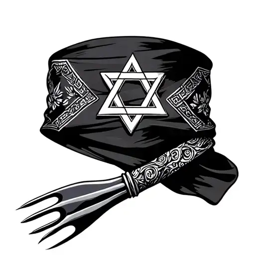 Black Bandanna With Star Of David And Pitchfork