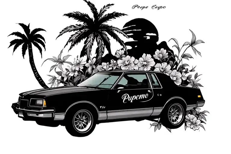 87 Cutlass Supreme Monet Carlo With Palm Tree And Flowers And My Grand Fathers Name Pepe