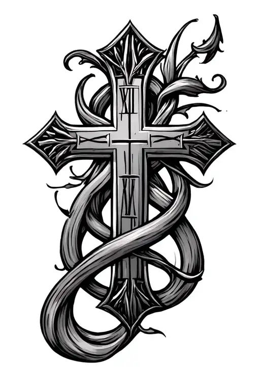 Roman Numerals With A Cross Intertwined Within