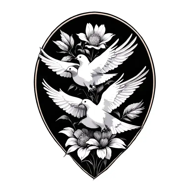 Doves And A Flower