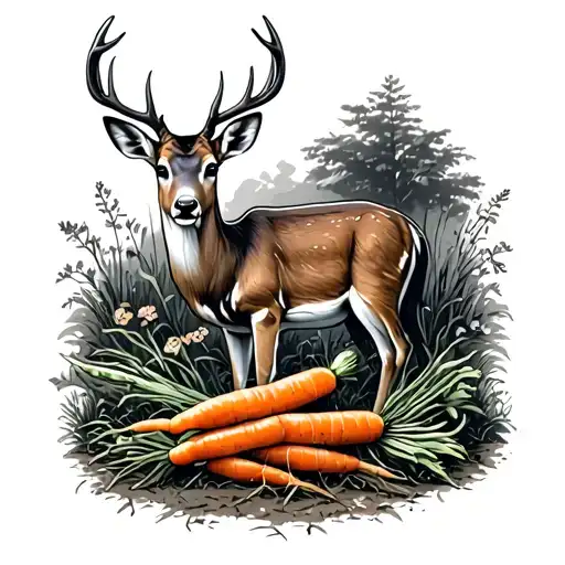 Kill Deer In A Garden With Carrots