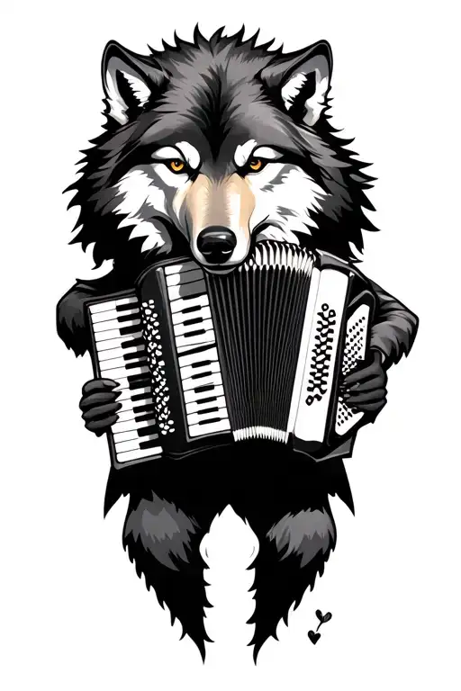 Wolf Playing Accordion Inspired