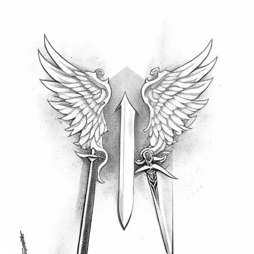 A Sword With Wings Piercing The Sun Vertically