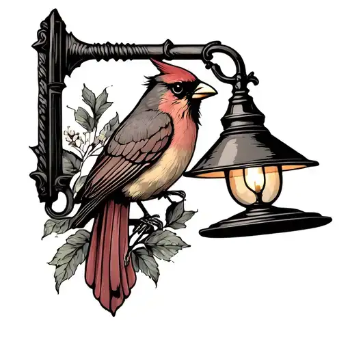 American Traditional Vintage Lamp With Cardinal