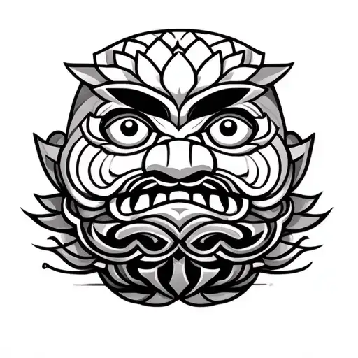 Daruma With Lotus Geometrical