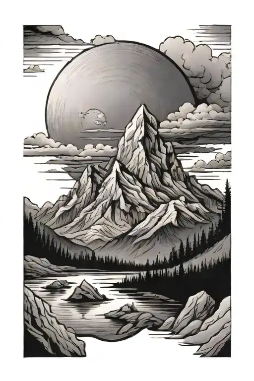 Mountain Sunset Scene