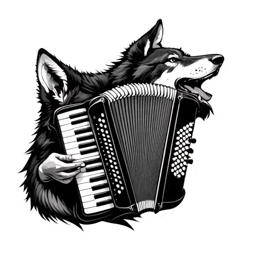 Wolf Playing Accordion Inspired