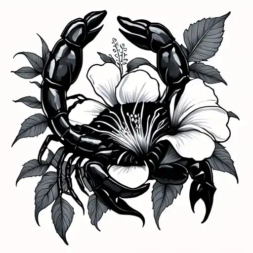 Scorpio With Hibiscus Flower Growing