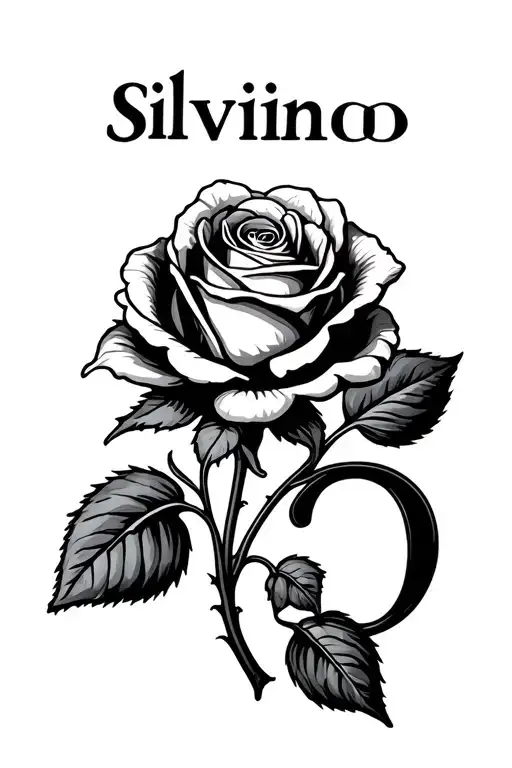 Name Silvino With The Letter O Being A Rose Following With Stem