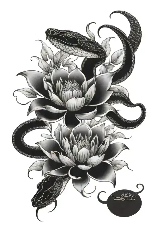 Snake And Lotus Flowers Egyptian