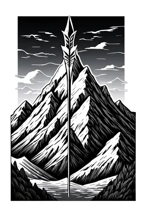 Mountain Range Split By A Spear