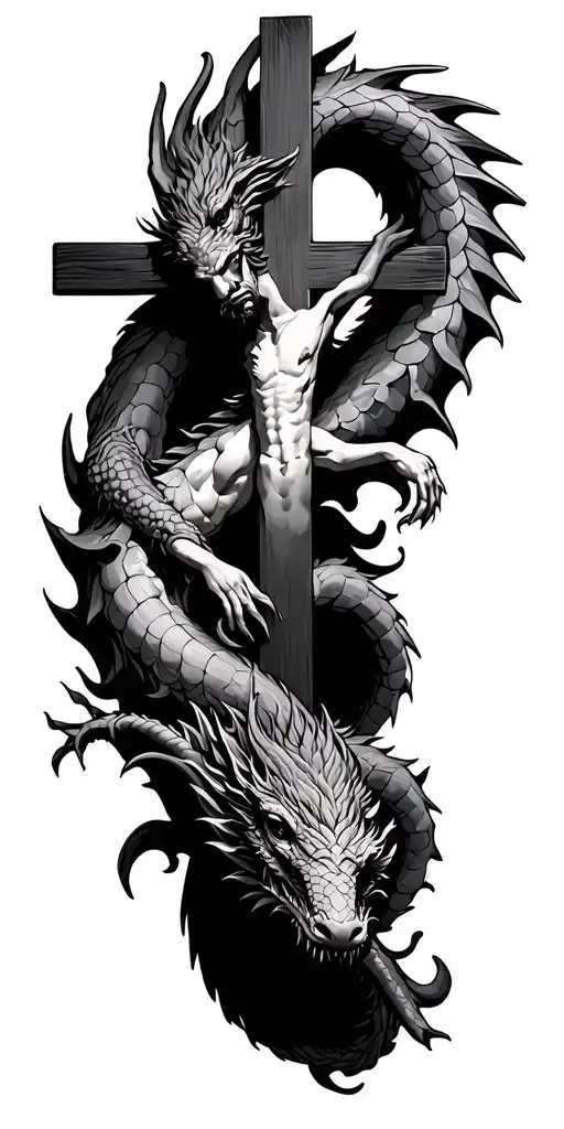 Jesus Cross And Dragon Wrapped