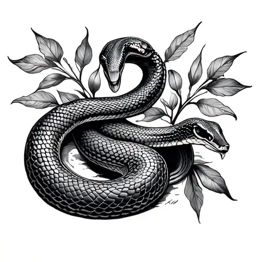 Snake Winding Through Thespesia Grandiflora