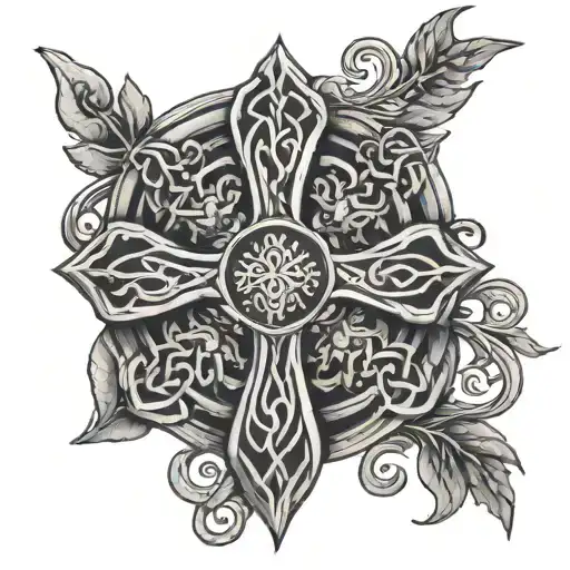 Celtic Cross Indian Shield Vines Hanging