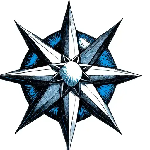 Dodecagram Star 3-4 Cm White And Blue Theme