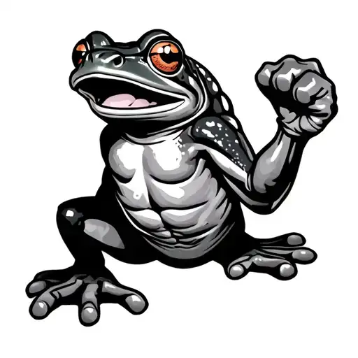 Flying Frog Hooligan Shows Fists And Smiles
