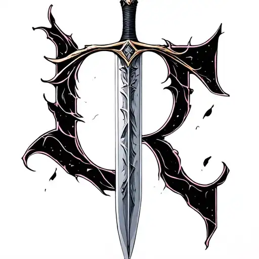 Sword With The Letter Rgb Lights Forming The Shape