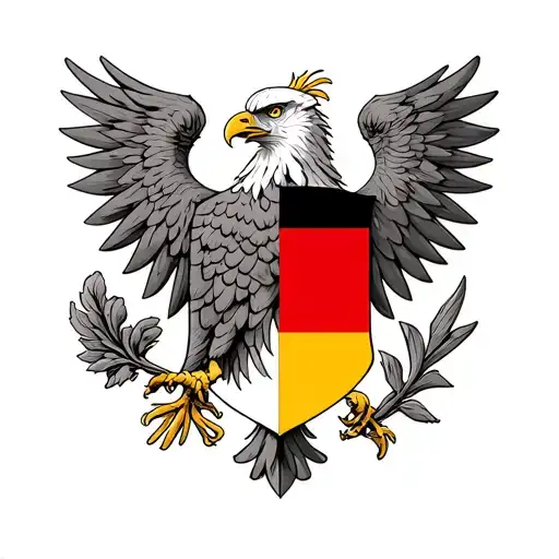 German And Polish Eagle Half Half And German And Polish Flag In A Shield