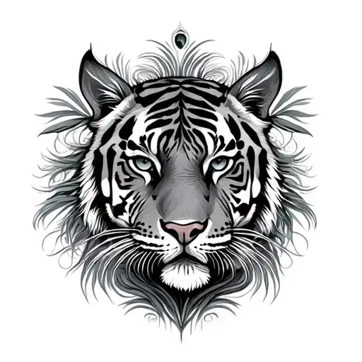 Tiger And Peacock Feather