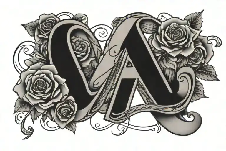 Infinity With A Rose With Fused Letters U And M