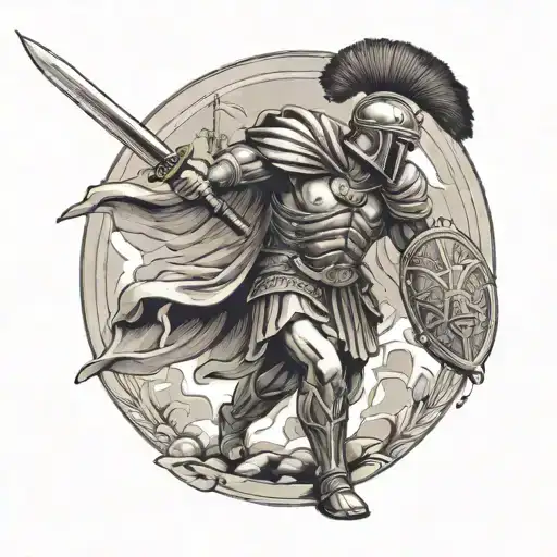 A Roman Centurion Wielding A Sword In Battle Against A Spartan Warrior