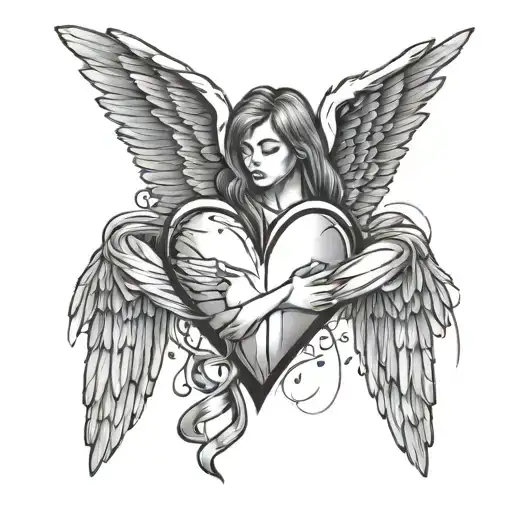 Broken Heart With Angel Wings Flying