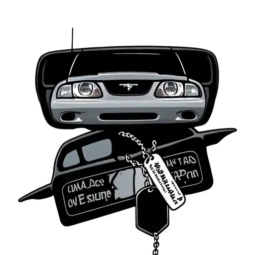 1996 Mustang Gt With Dog Tags On Rearview Mirror