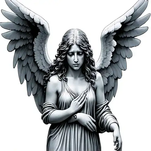 Girl Weeping Angel With Wings Up
