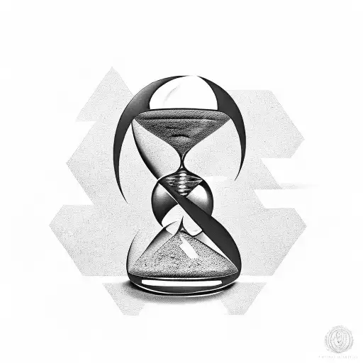 An Hourglass Filled With Philosophical Concepts And Symbols