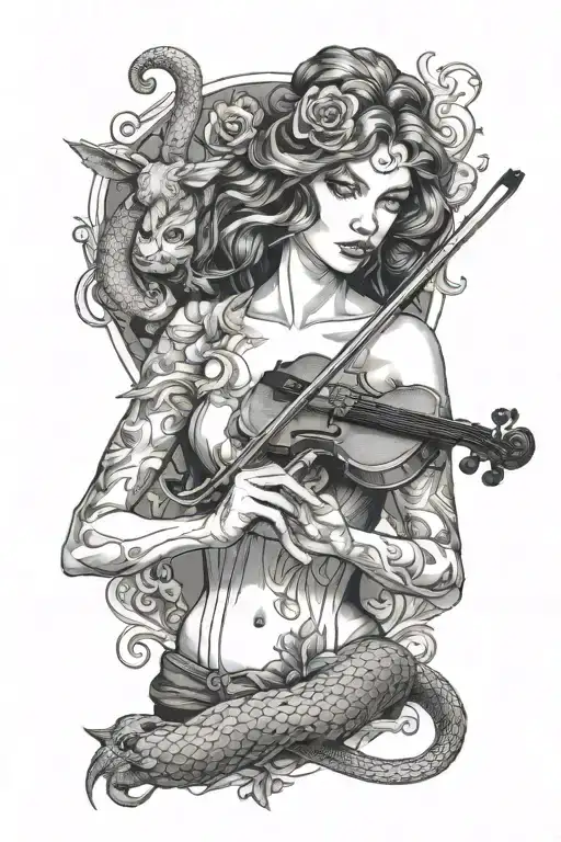 Snake And Succubus Playing Violin