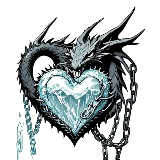Ice Heart Bounded By Chains Guarded By A Dragon