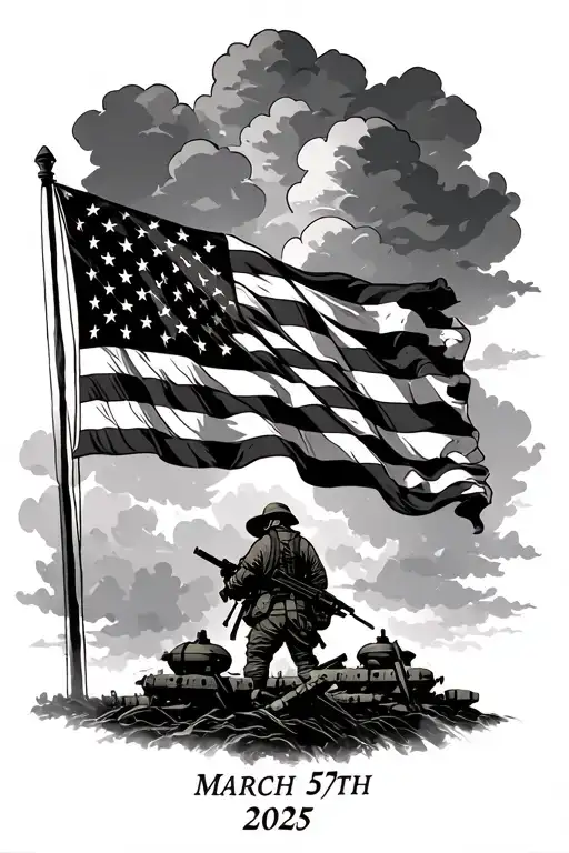 Clouds With Battlefield And American Flag With March 5Th 2025 In Roman Numerals