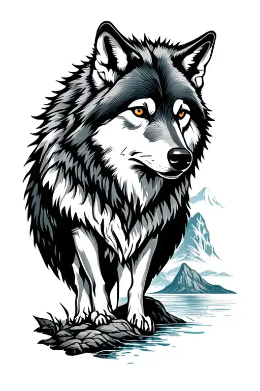 Wolf With Landscape Of Corsica