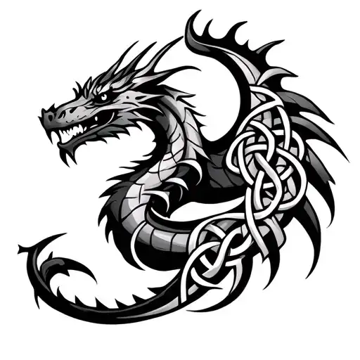 Celtic Knots Weaving With A Dragon