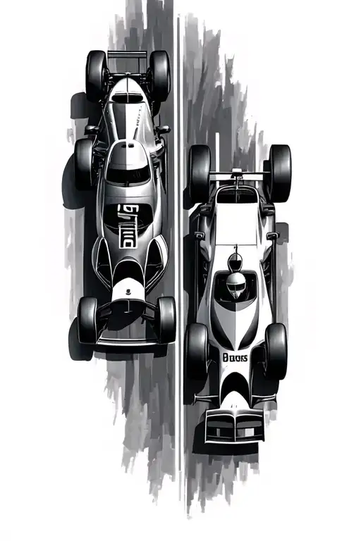 2 F1 Cars Racing Each Other