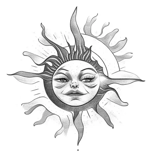 Sun With A Black Palm In Front